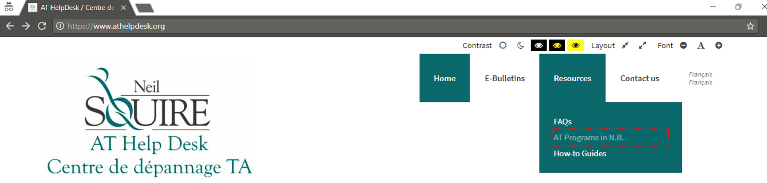 screenshot of our website