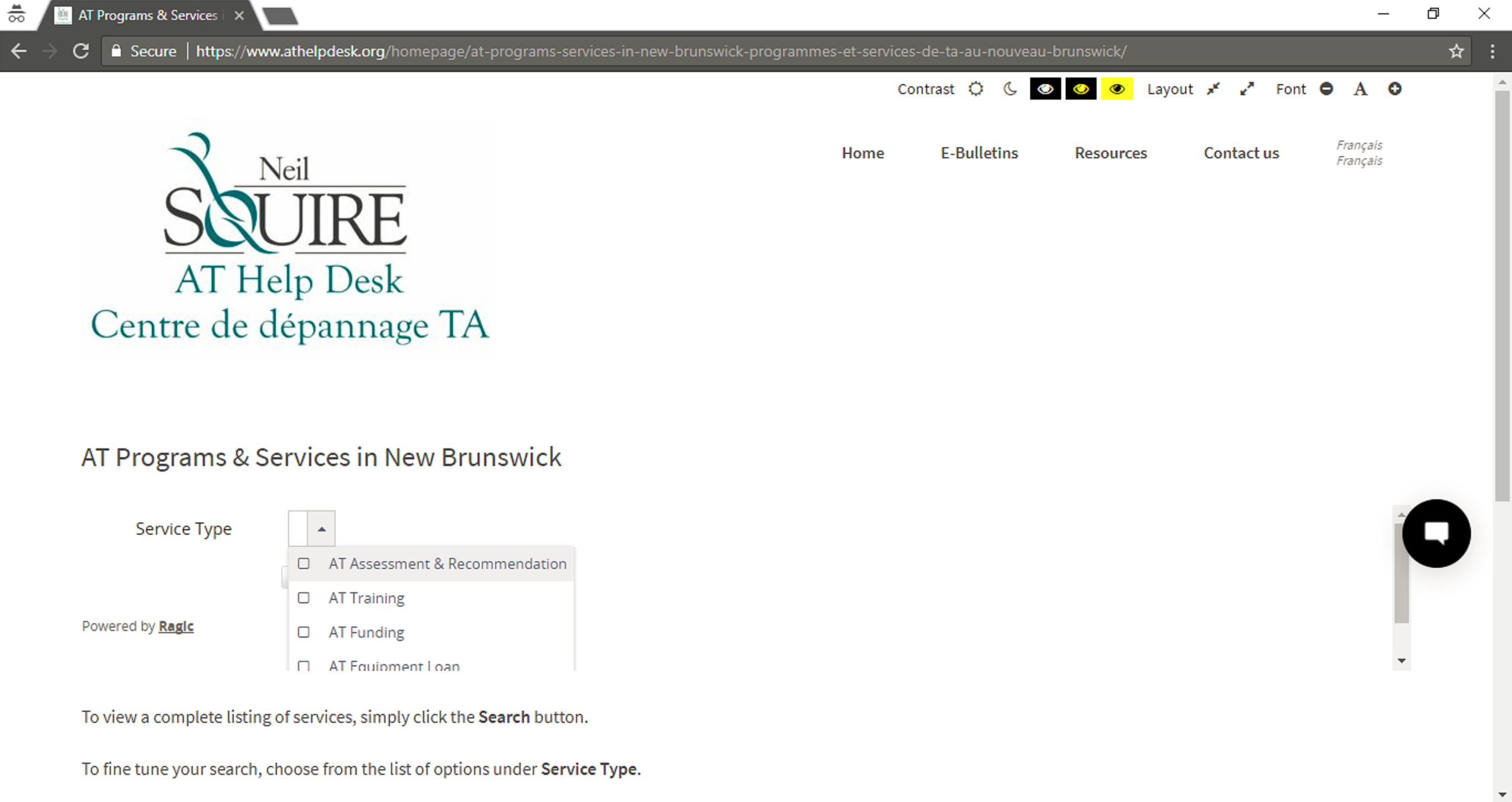 screenshot of our website