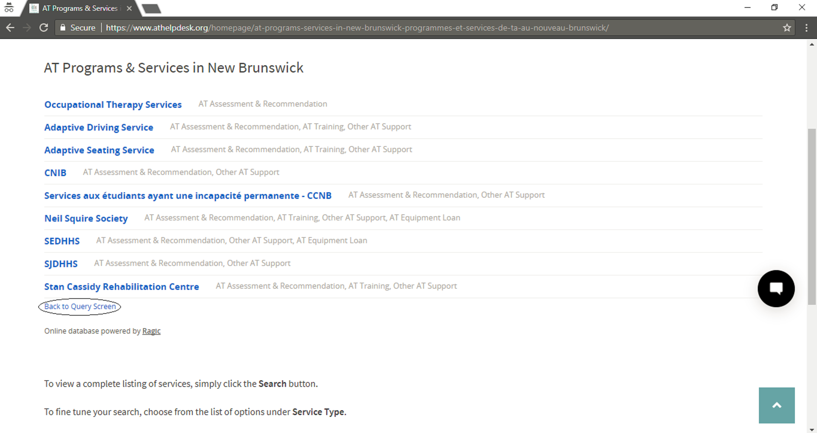 screenshot of our website
